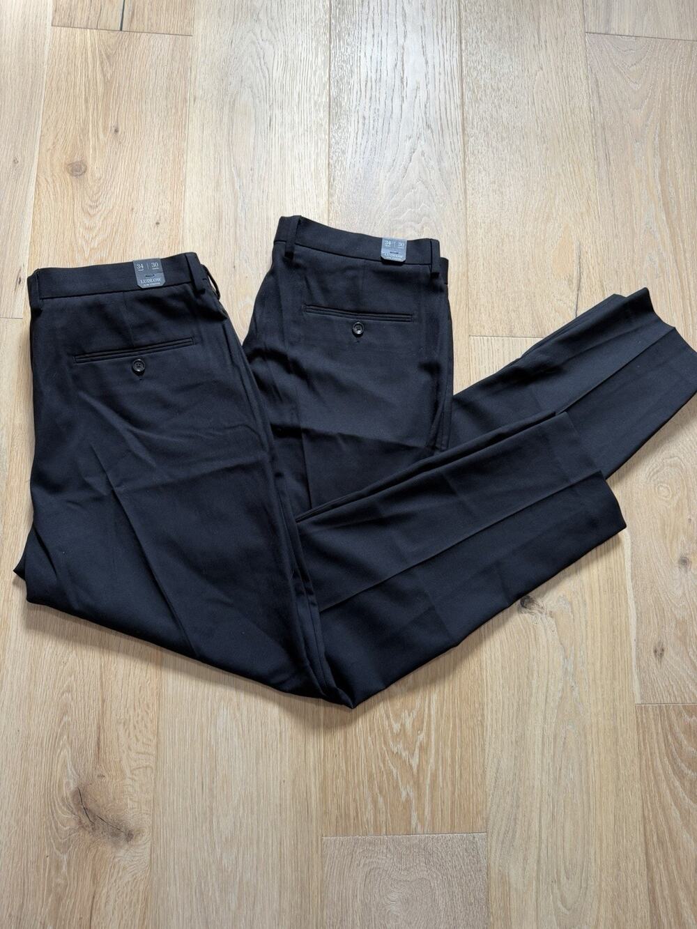 2 J CREW Ludlow Slim Stretch Men's 34x30 Black Taper Fit Chino Pants 34W 30L NWT